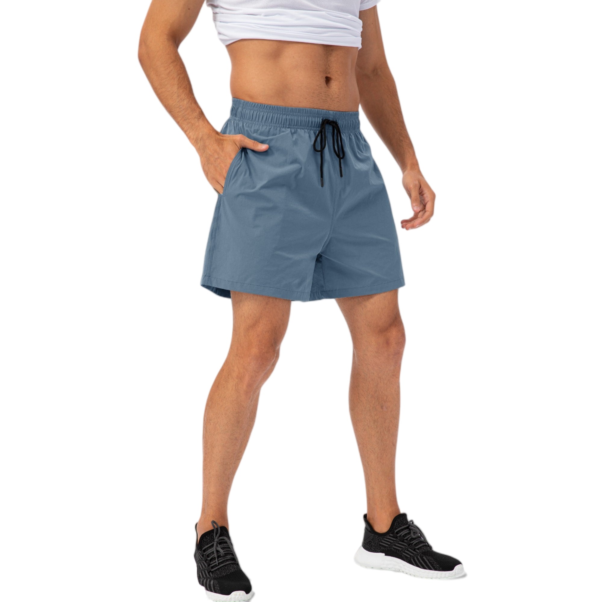 Anna-Kaci Active Men's Drawstring Waist Quick-Dry Shorts with Elastic Band and Side Pockets