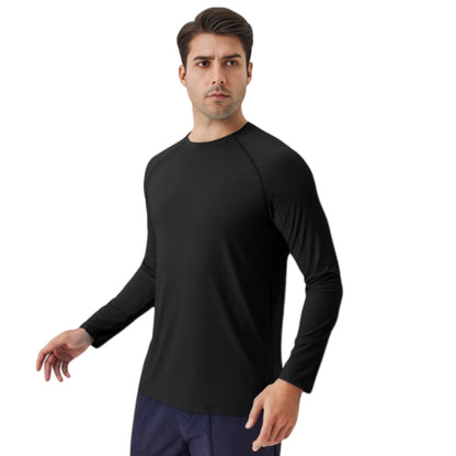 Anna-Kaci Active Men's Long Sleeve Performance Shirt with Raglan Sleeves and Lightweight Stretch Fabric