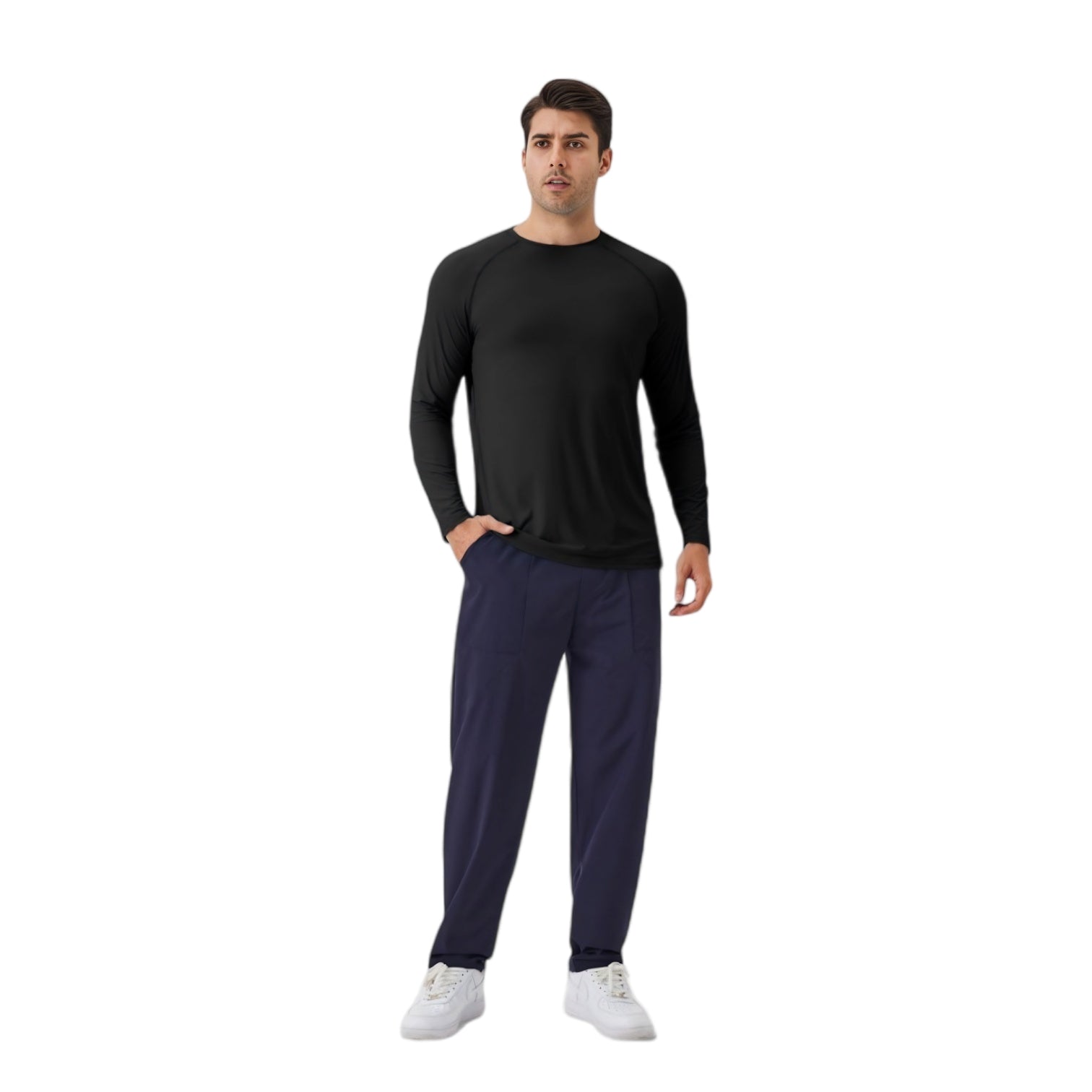 Anna-Kaci Active Men's Long Sleeve Performance Shirt with Raglan Sleeves and Lightweight Stretch Fabric