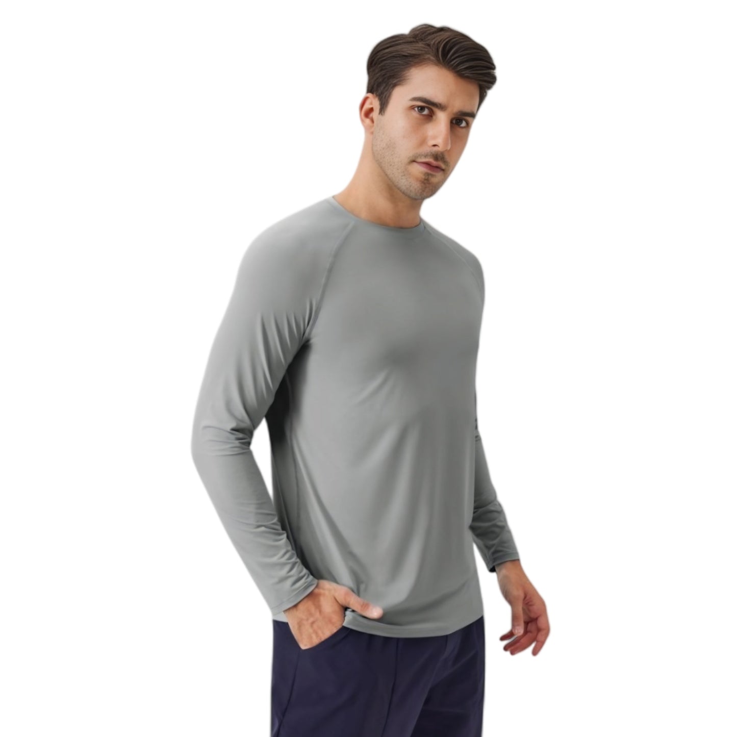 Anna-Kaci Active Men's Long Sleeve Performance Shirt with Raglan Sleeves and Lightweight Stretch Fabric
