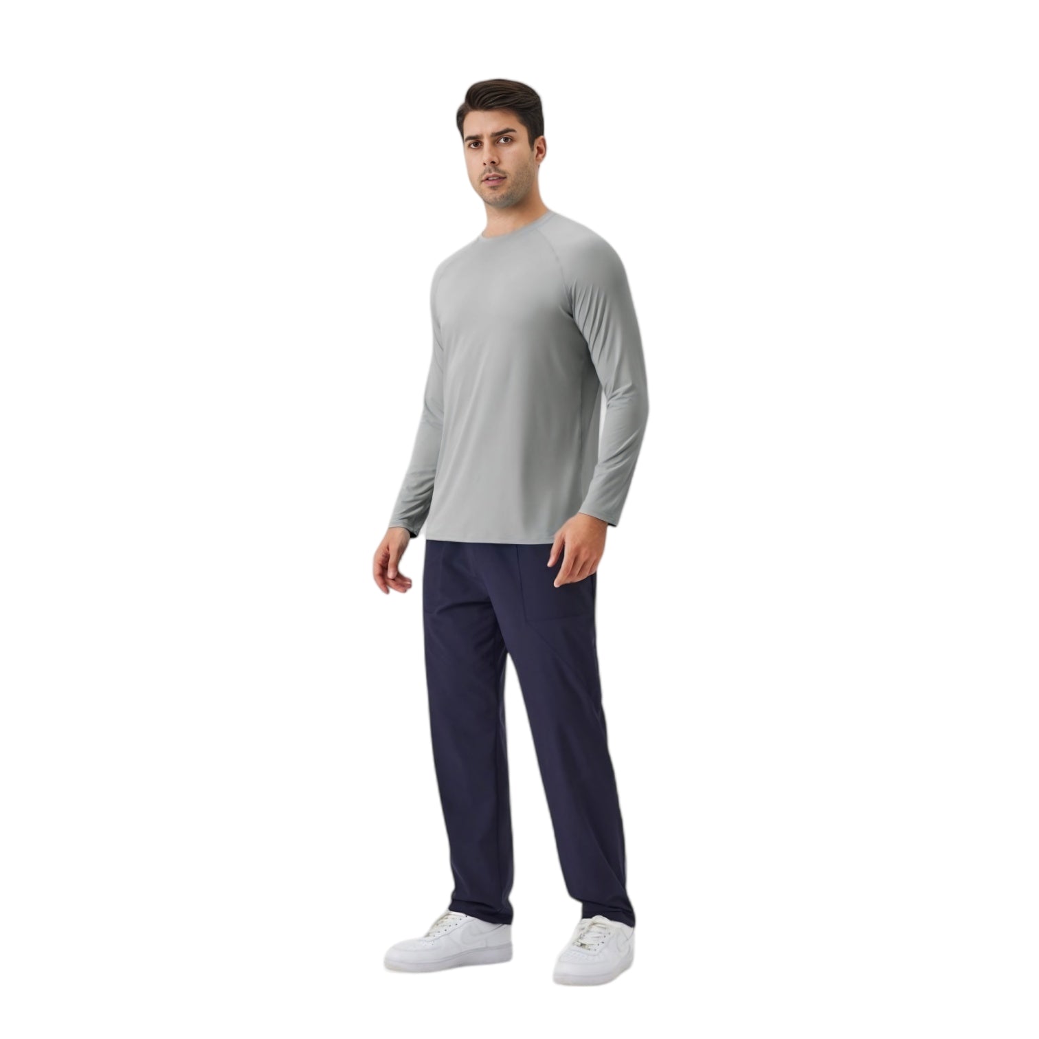 Anna-Kaci Active Men's Long Sleeve Performance Shirt with Raglan Sleeves and Lightweight Stretch Fabric