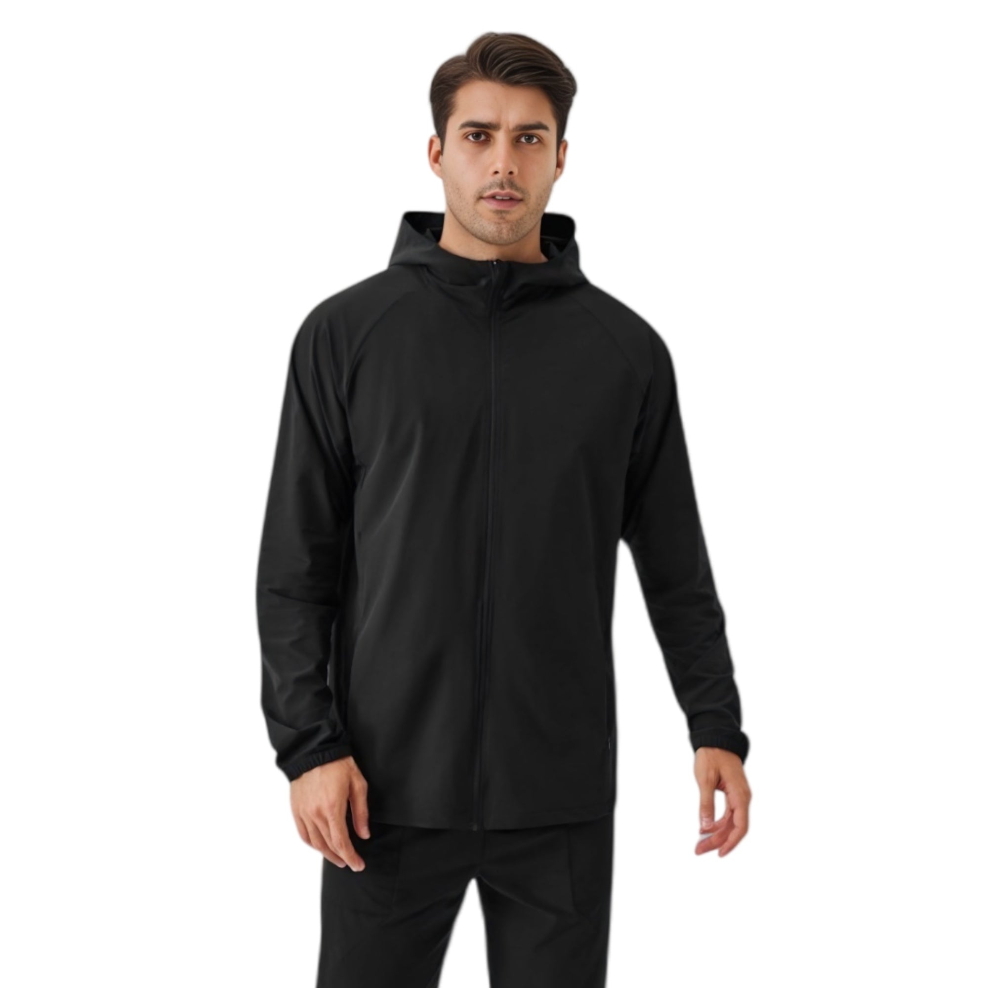 Anna-Kaci Active Men's Lightweight Zip-Up Hoodie Jacket with Adjustable Hood and Side Pockets
