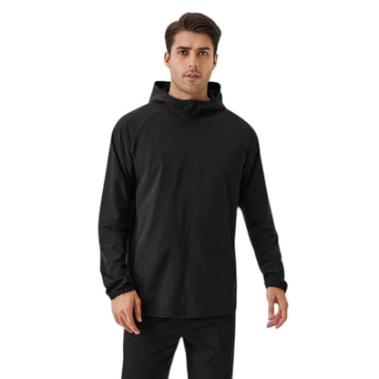 Anna-Kaci Active Men's Lightweight Zip-Up Hoodie Jacket with Adjustable Hood and Side Pockets