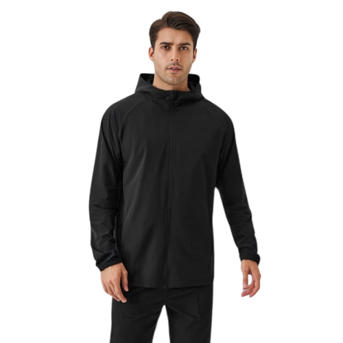 Anna-Kaci Active Men's Lightweight Zip-Up Hoodie Jacket with Adjustable Hood and Side Pockets