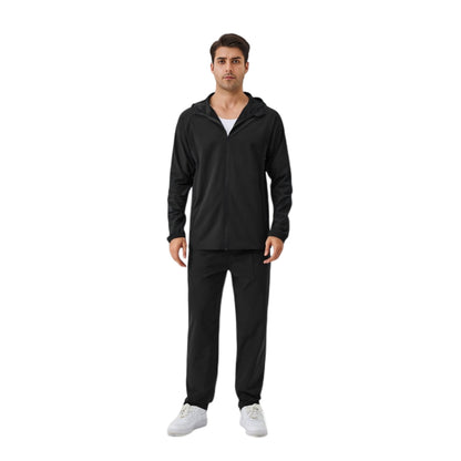 Anna-Kaci Active Men's Lightweight Zip-Up Hoodie Jacket with Adjustable Hood and Side Pockets