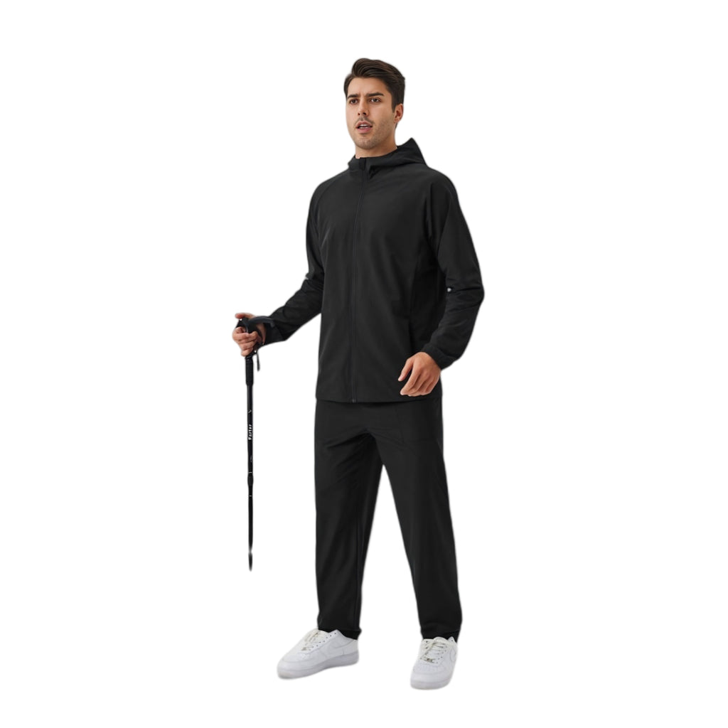 Anna-Kaci Active Men's Lightweight Zip-Up Hoodie Jacket with Adjustable Hood and Side Pockets