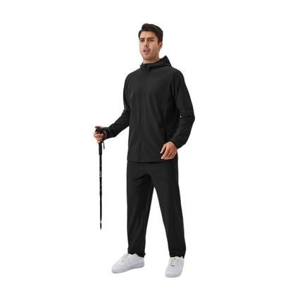 Anna-Kaci Active Men's Lightweight Zip-Up Hoodie Jacket with Adjustable Hood and Side Pockets