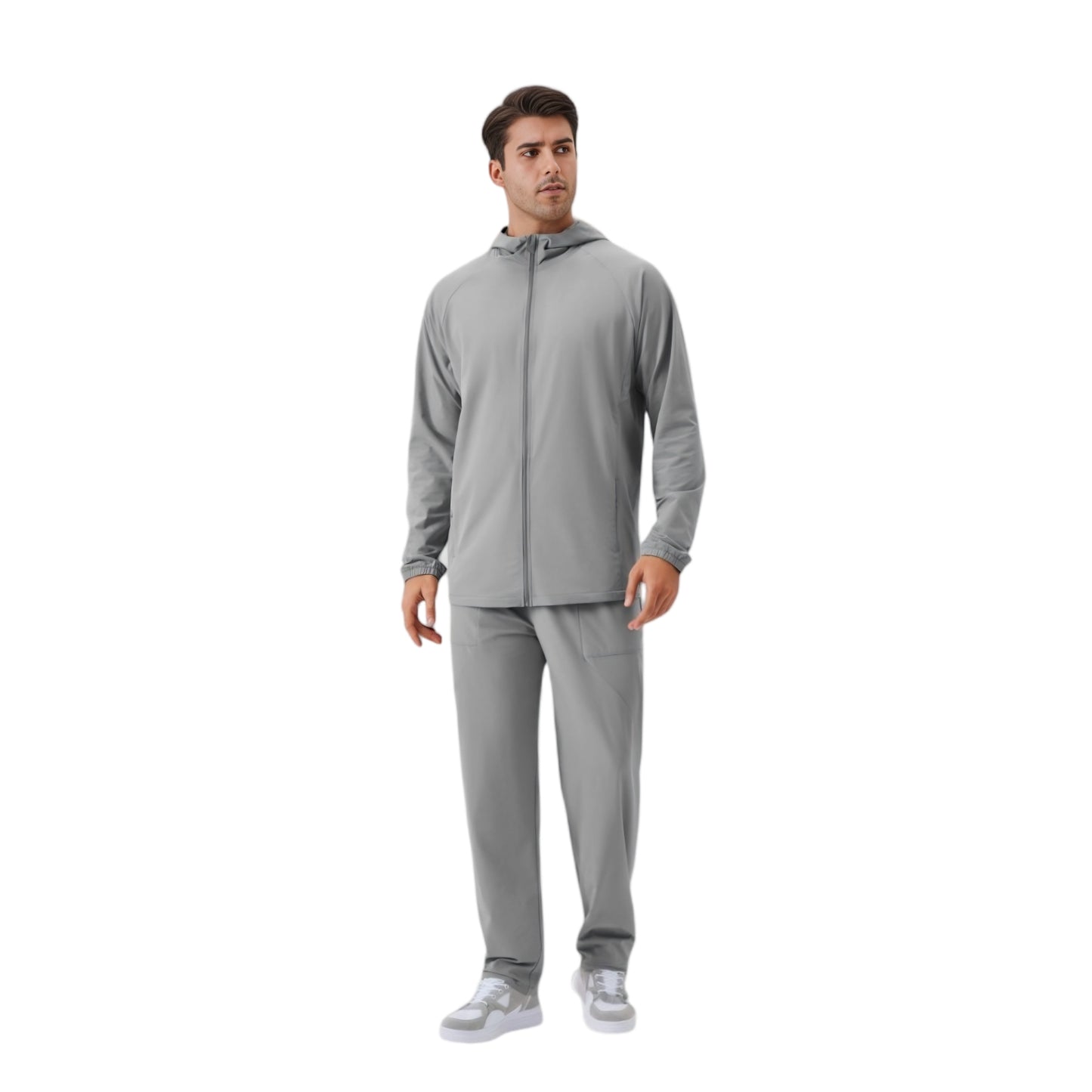 Anna-Kaci Active Men's Lightweight Zip-Up Hoodie Jacket with Adjustable Hood and Side Pockets