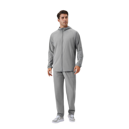 Anna-Kaci Active Men's Lightweight Zip-Up Hoodie Jacket with Adjustable Hood and Side Pockets