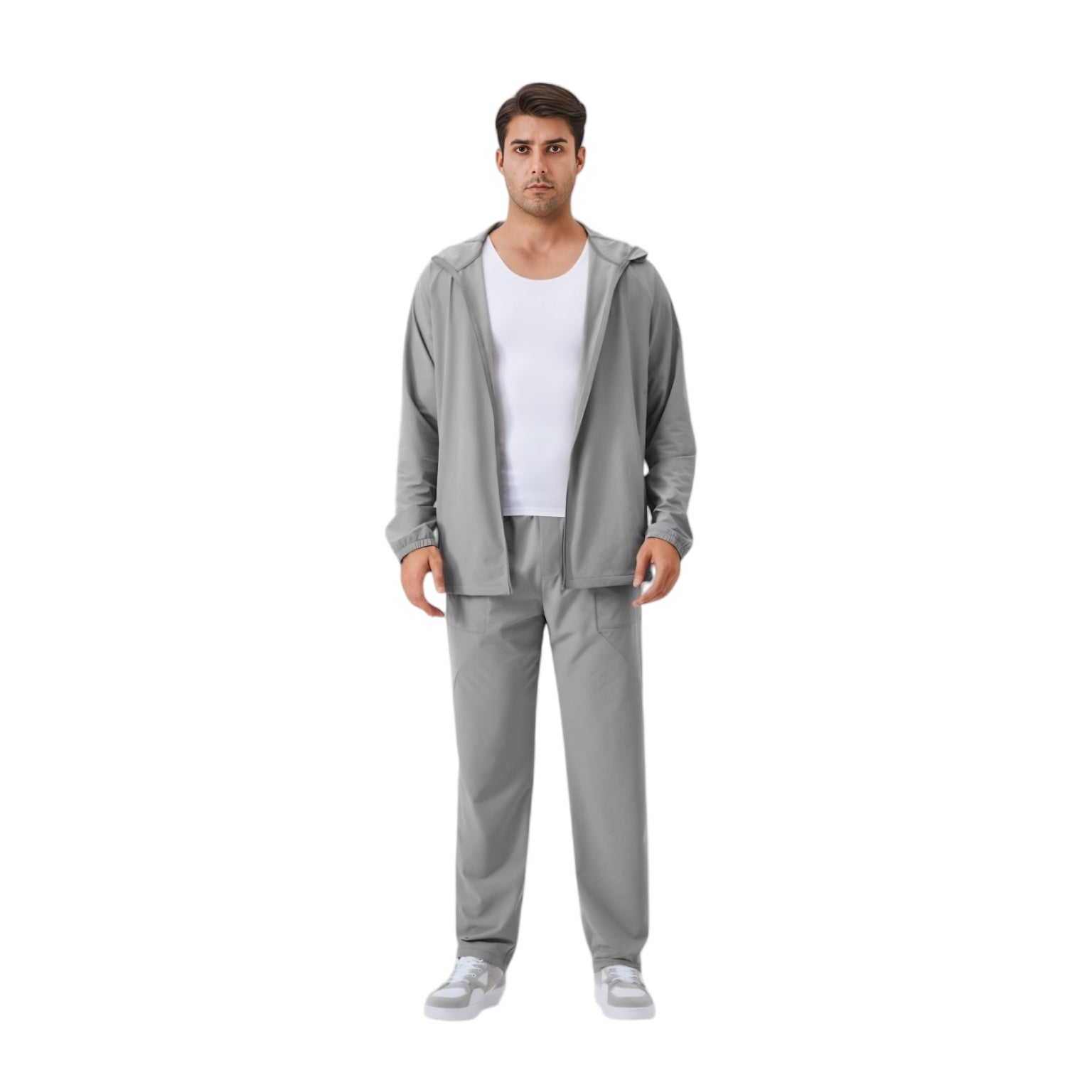 Anna-Kaci Active Men's Lightweight Zip-Up Hoodie Jacket with Adjustable Hood and Side Pockets