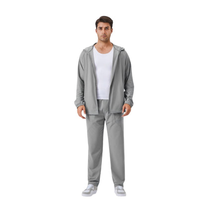 Anna-Kaci Active Men's Lightweight Zip-Up Hoodie Jacket with Adjustable Hood and Side Pockets