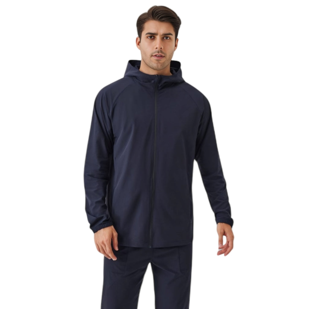 Anna-Kaci Active Men's Lightweight Zip-Up Hoodie Jacket with Adjustable Hood and Side Pockets