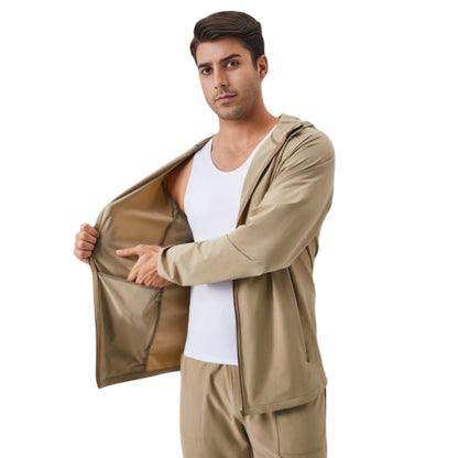 Anna-Kaci Active Men's Lightweight Zip-Up Hoodie Jacket with Adjustable Hood and Side Pockets