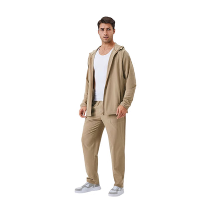 Anna-Kaci Active Men's Lightweight Zip-Up Hoodie Jacket with Adjustable Hood and Side Pockets
