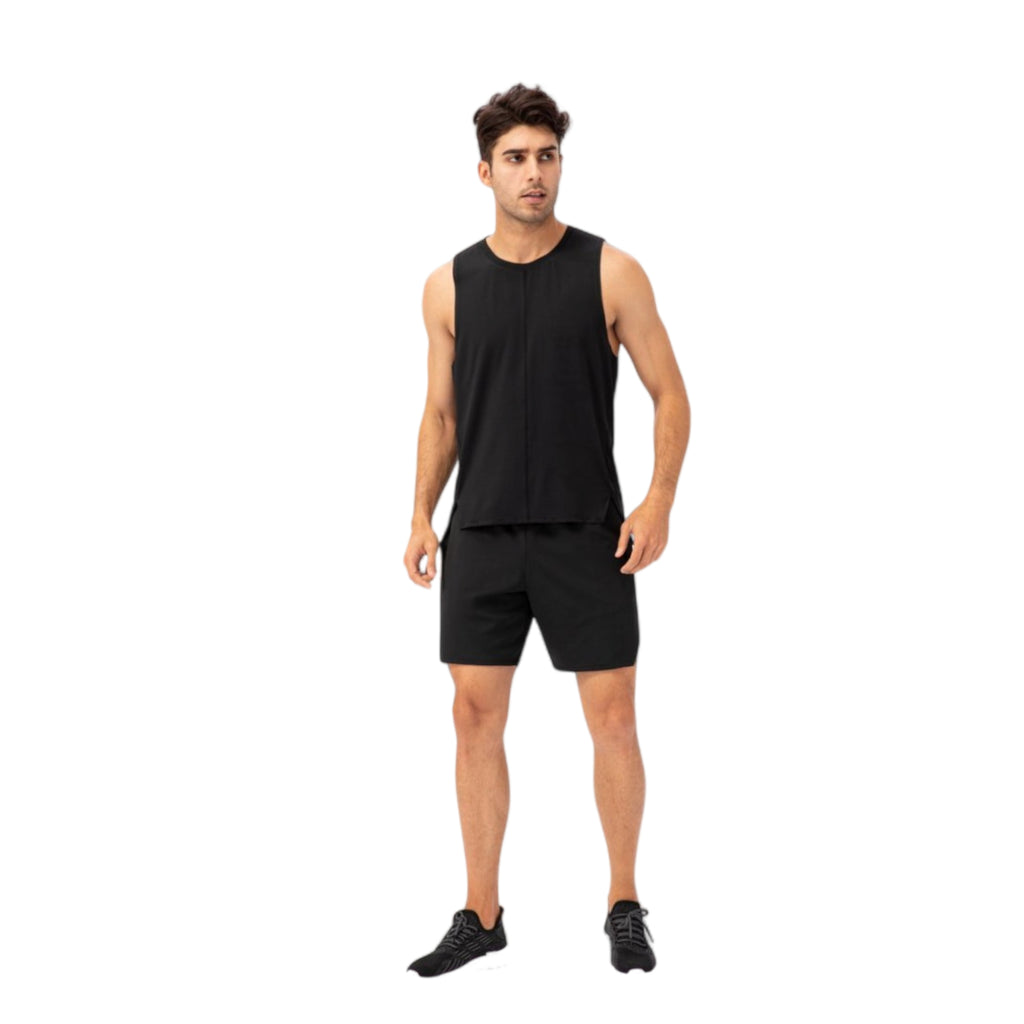 Anna-Kaci Active Men's Sleeveless Performance Tank Top with Side Slits and Breathable Quick-Dry Fabric
