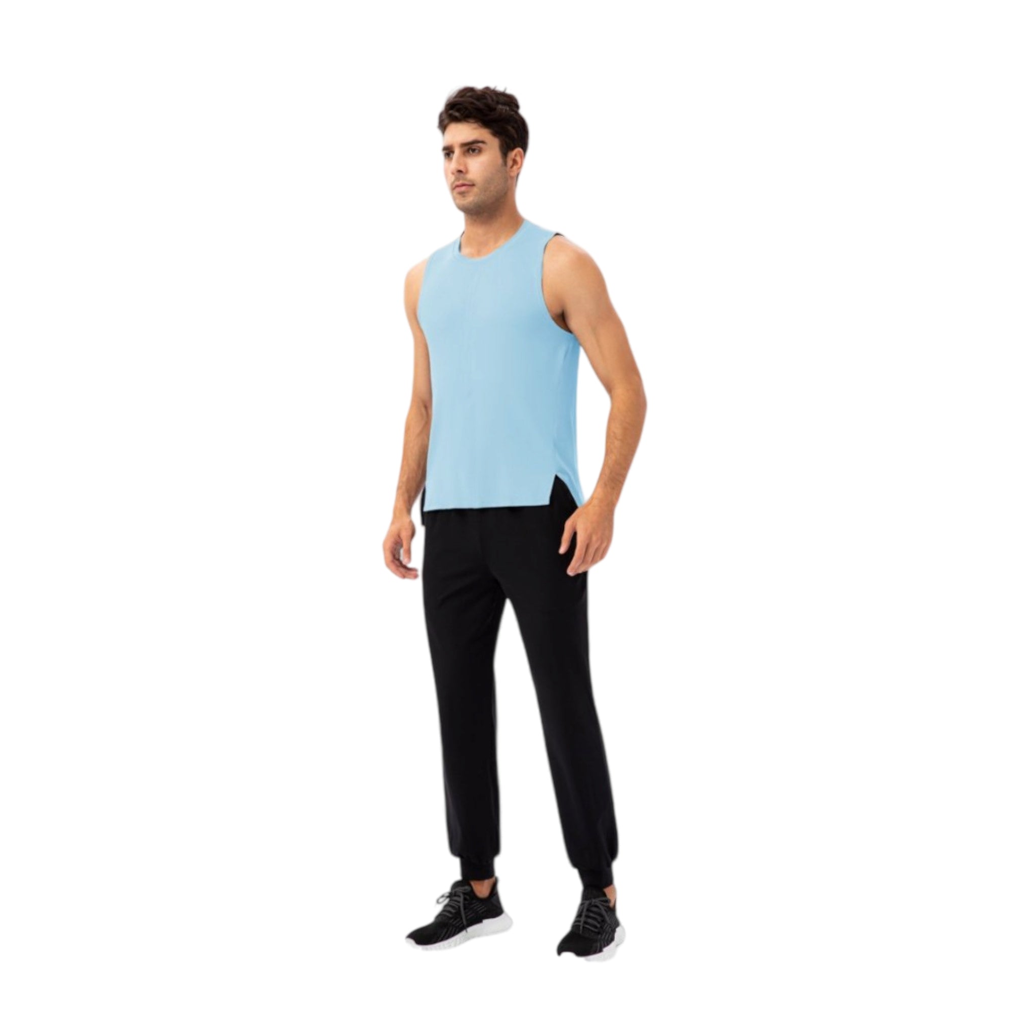 Anna-Kaci Active Men's Sleeveless Performance Tank Top with Side Slits and Breathable Quick-Dry Fabric