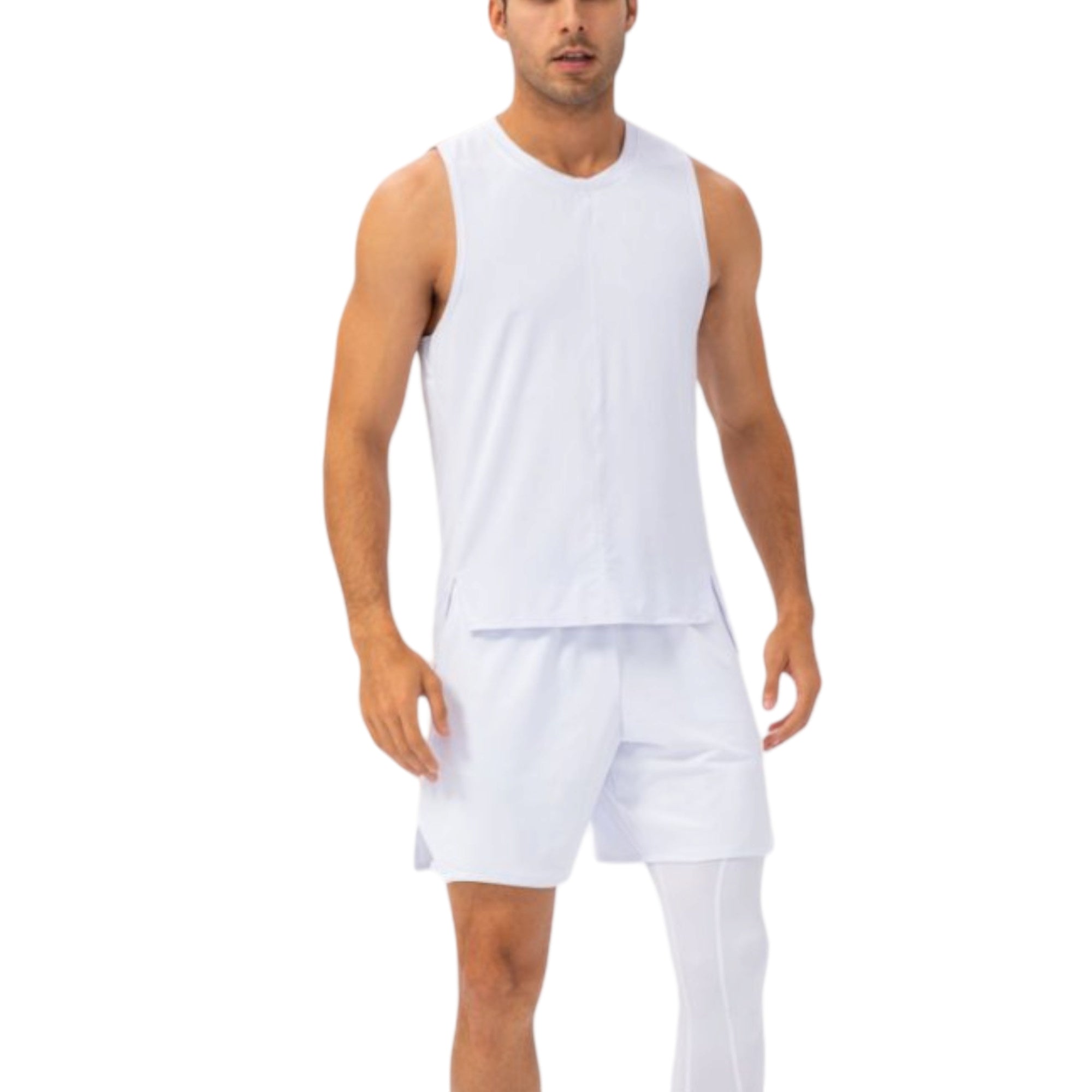 Anna-Kaci Active Men's Sleeveless Performance Tank Top with Side Slits and Breathable Quick-Dry Fabric