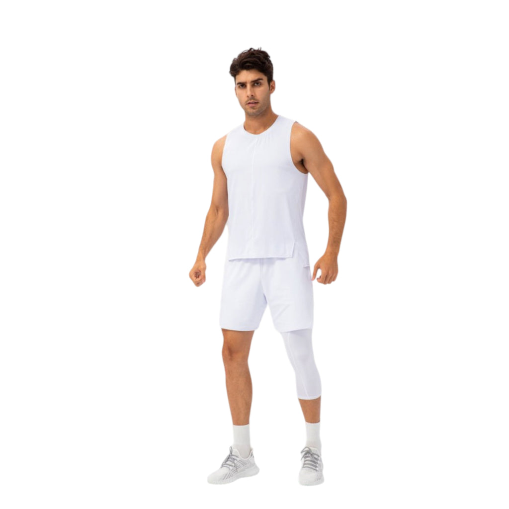 Anna-Kaci Active Men's Sleeveless Performance Tank Top with Side Slits and Breathable Quick-Dry Fabric