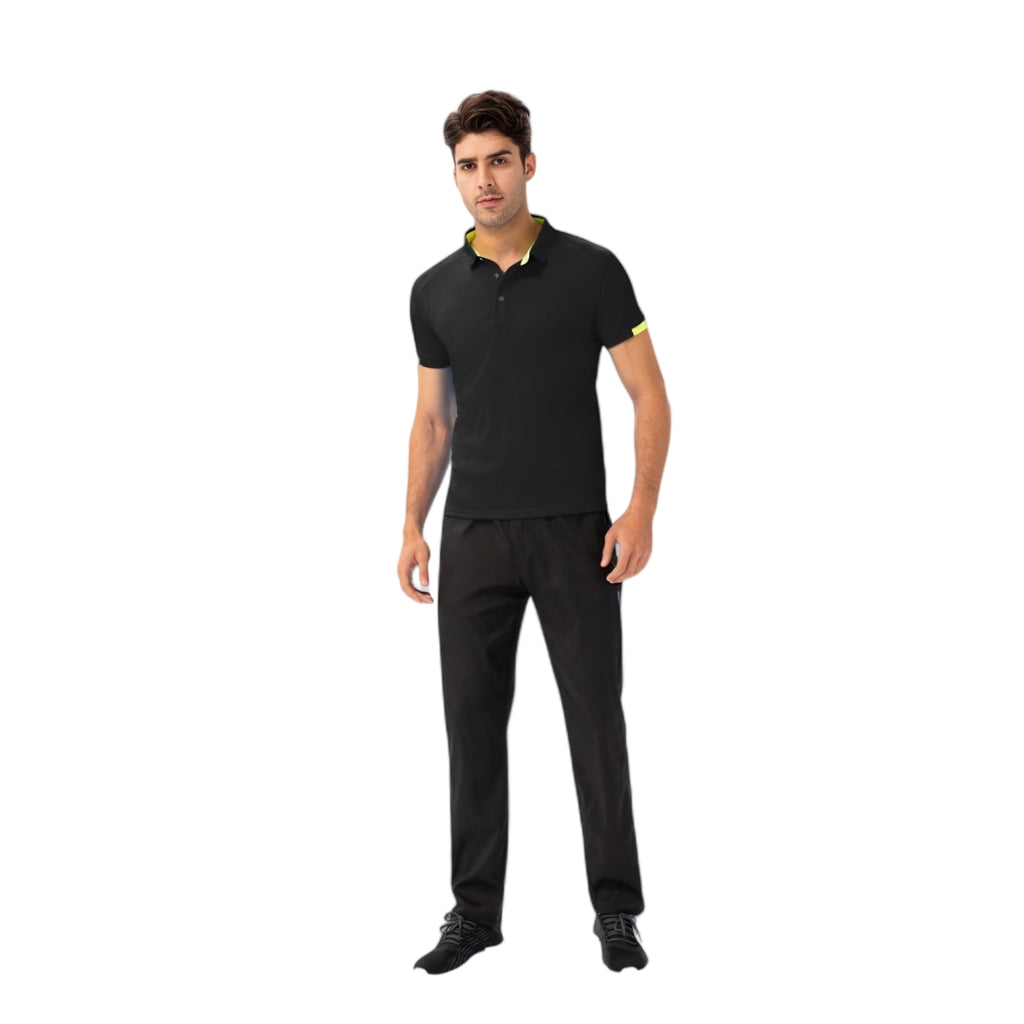 Anna-Kaci Active Men's Athletic Fit Polo Shirt with Contrast Collar and Moisture-Wicking Stretch Fabric
