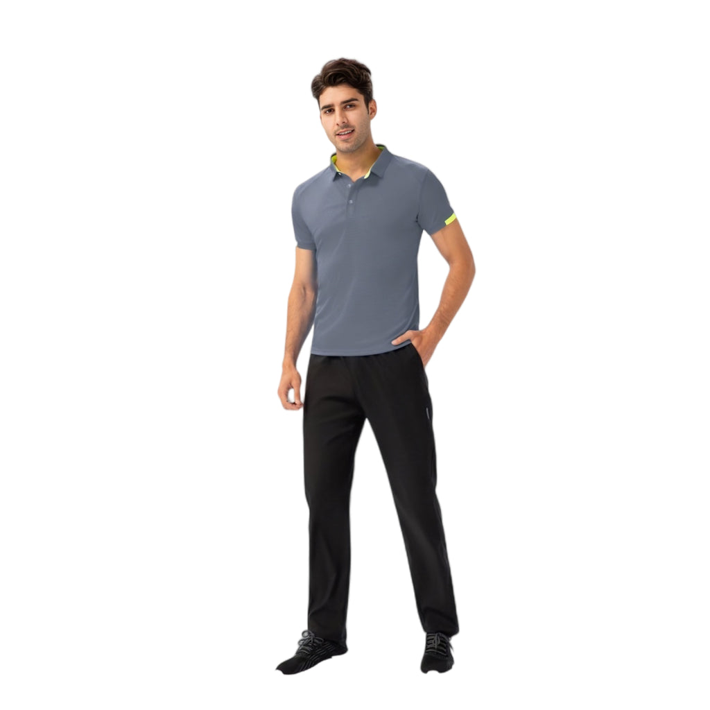 Anna-Kaci Active Men's Athletic Fit Polo Shirt with Contrast Collar and Moisture-Wicking Stretch Fabric