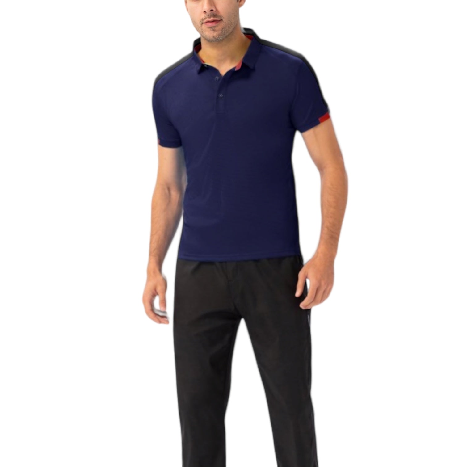 Anna-Kaci Active Men's Athletic Fit Polo Shirt with Contrast Collar and Moisture-Wicking Stretch Fabric