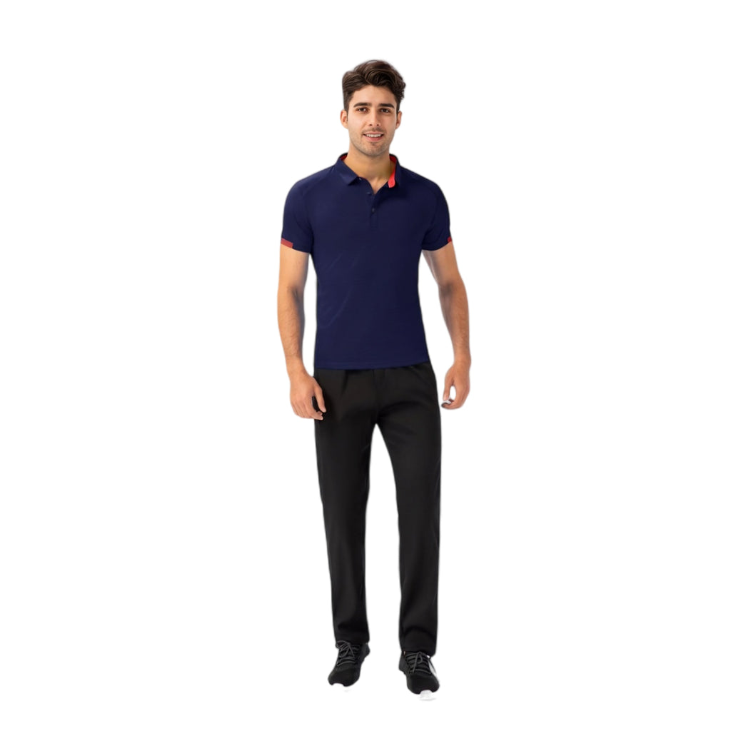 Anna-Kaci Active Men's Athletic Fit Polo Shirt with Contrast Collar and Moisture-Wicking Stretch Fabric