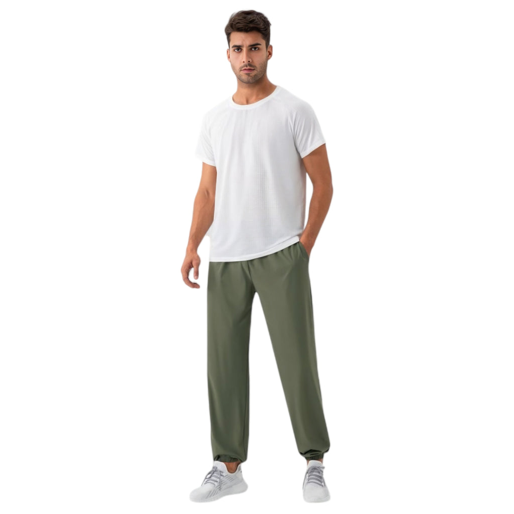 Anna-Kaci Active Men's Lightweight Stretch Lounge Pants with Adjustable Drawstring Waist and Straight Leg Fit