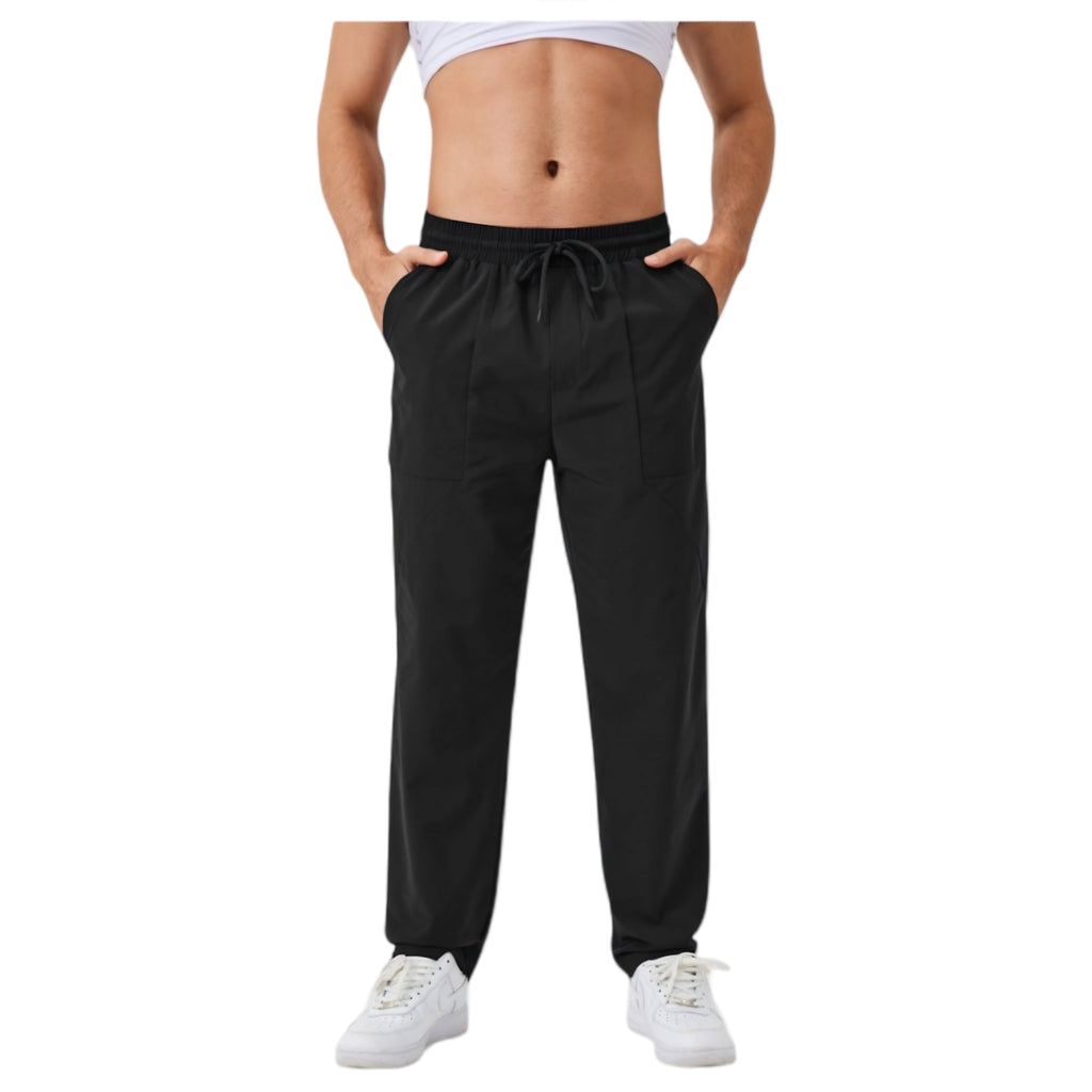 Anna-Kaci Active Men's Relaxed Fit Drawstring Pants with Patch Pockets and Elastic Waistband for Casual Wear