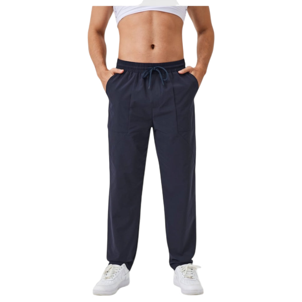 Anna-Kaci Active Men's Relaxed Fit Drawstring Pants with Patch Pockets and Elastic Waistband for Casual Wear