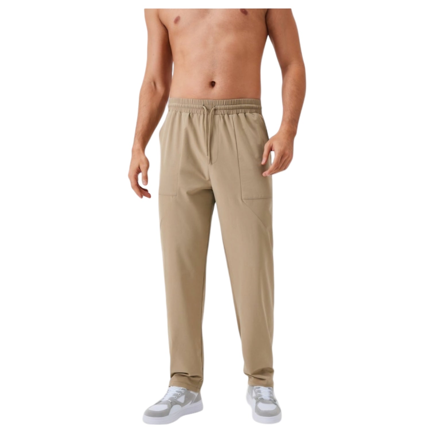 Anna-Kaci Active Men's Relaxed Fit Drawstring Pants with Patch Pockets and Elastic Waistband for Casual Wear
