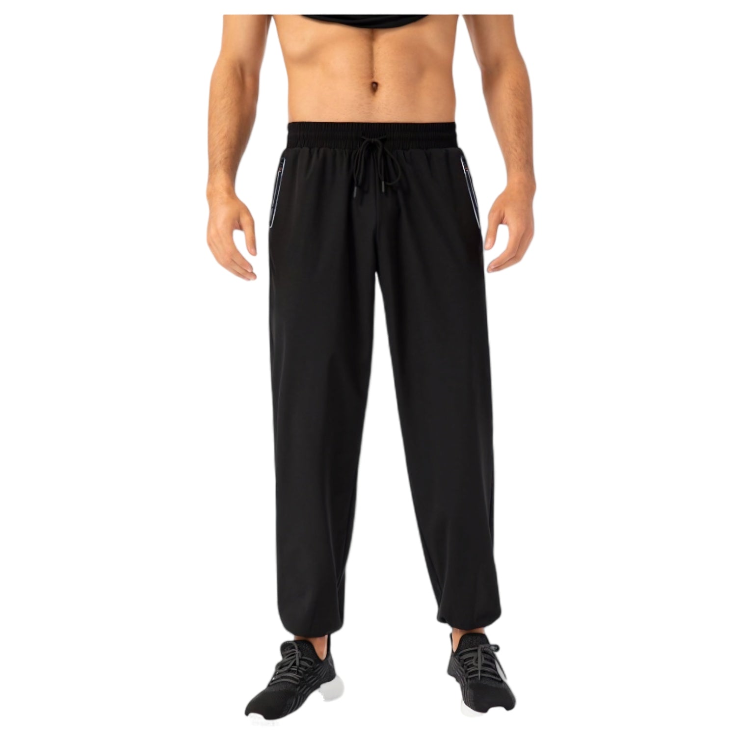 Anna-Kaci Active Men's Athletic Drawstring Pants with Zipper Pockets and Elastic Waistband for Active and Casual Wear