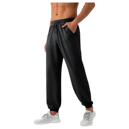 Anna-Kaci Active Men's Lightweight Textured Jogger Pants with Elastic Waist and Cuffed Ankles for Active and Casual Wear