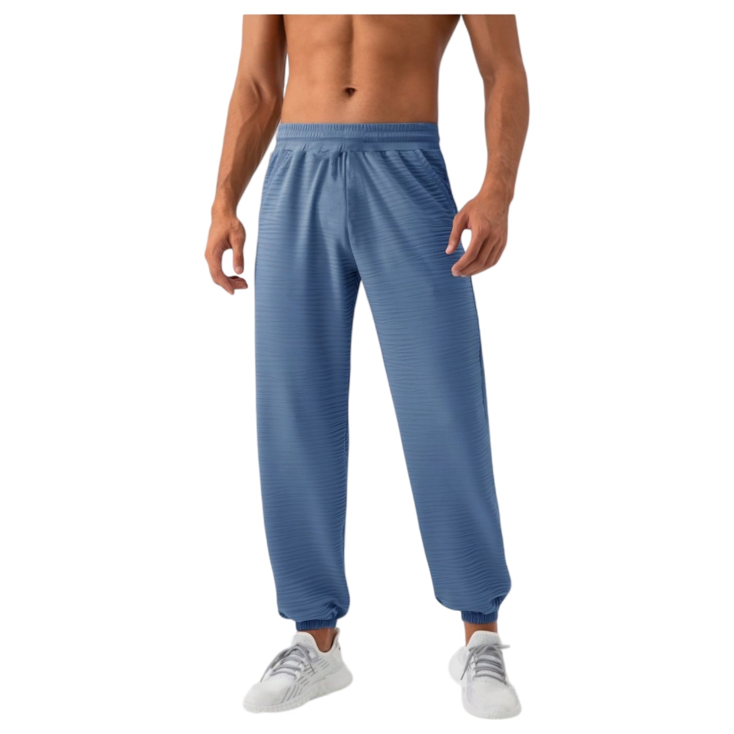Anna-Kaci Active Men's Lightweight Textured Jogger Pants with Elastic Waist and Cuffed Ankles for Active and Casual Wear