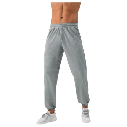 Anna-Kaci Active Men's Lightweight Textured Jogger Pants with Elastic Waist and Cuffed Ankles for Active and Casual Wear