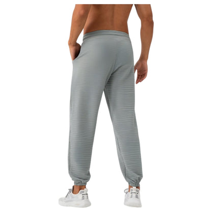 Anna-Kaci Active Men's Lightweight Textured Jogger Pants with Elastic Waist and Cuffed Ankles for Active and Casual Wear