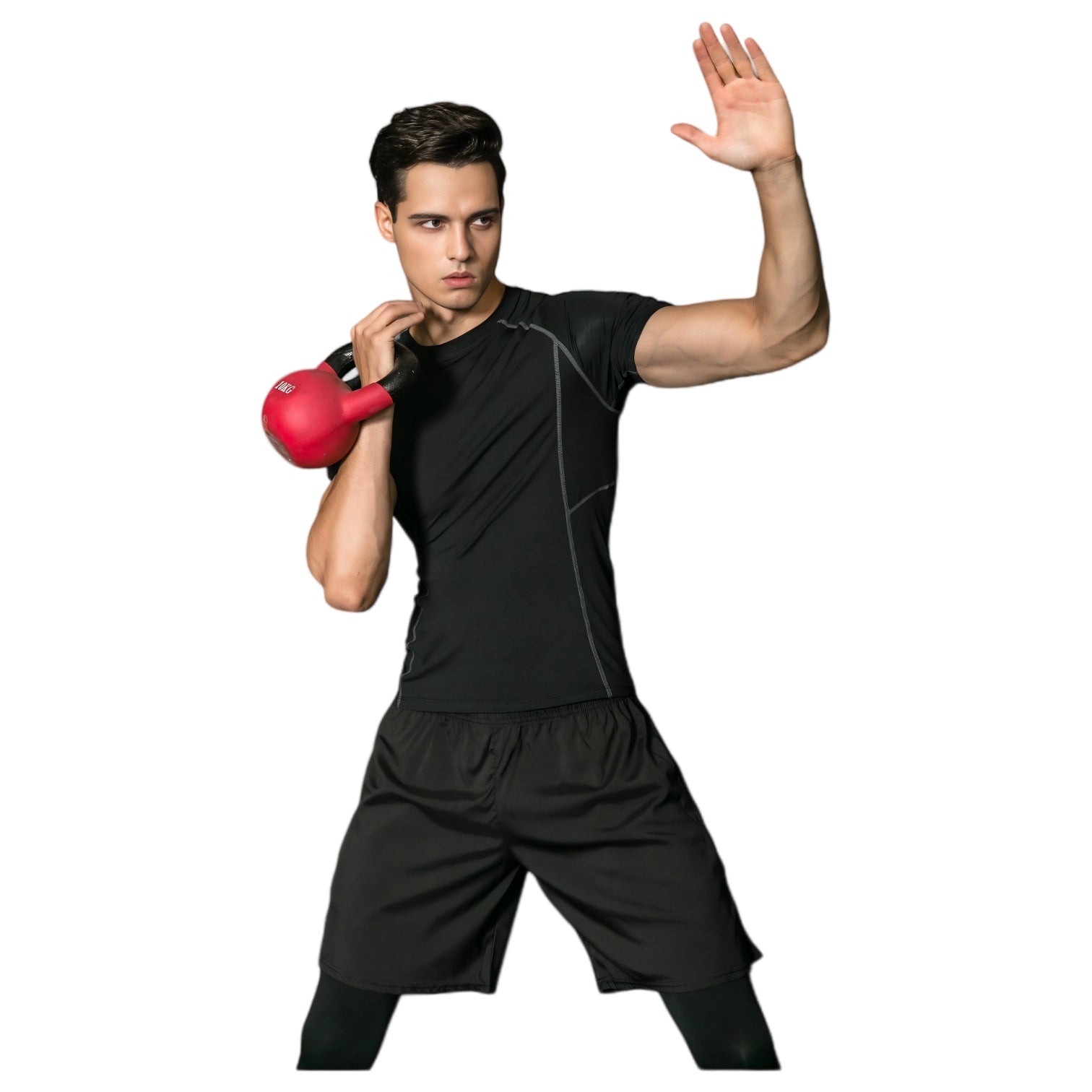 Anna-Kaci Active Men's Short Sleeve Compression Workout Shirt with Moisture-Wicking Fabric and Contrast Stitching