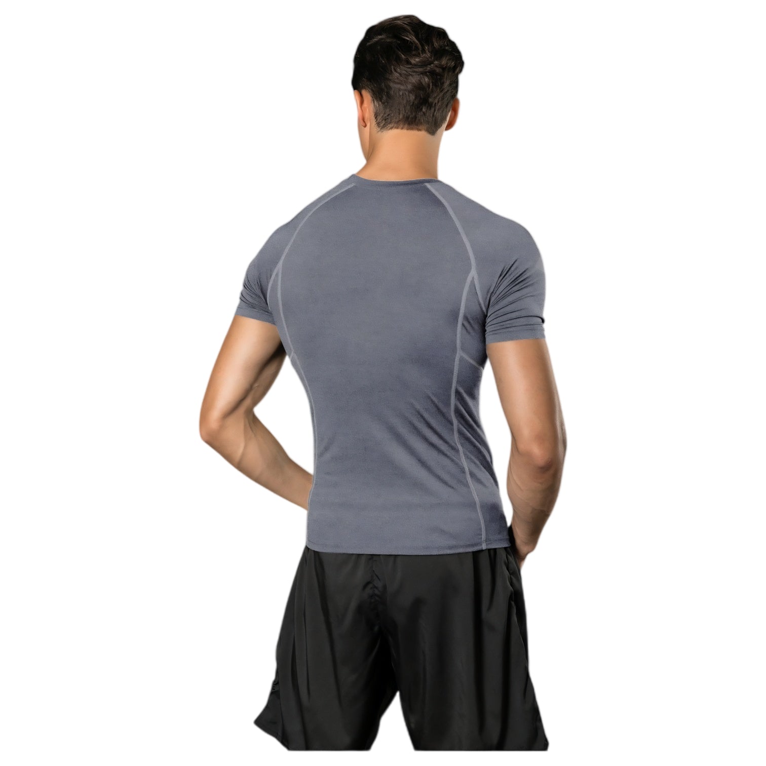Anna-Kaci Active Men's Short Sleeve Compression Workout Shirt with Moisture-Wicking Fabric and Contrast Stitching
