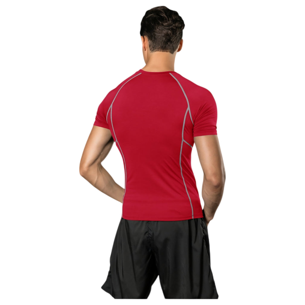 Anna-Kaci Active Men's Short Sleeve Compression Workout Shirt with Moisture-Wicking Fabric and Contrast Stitching