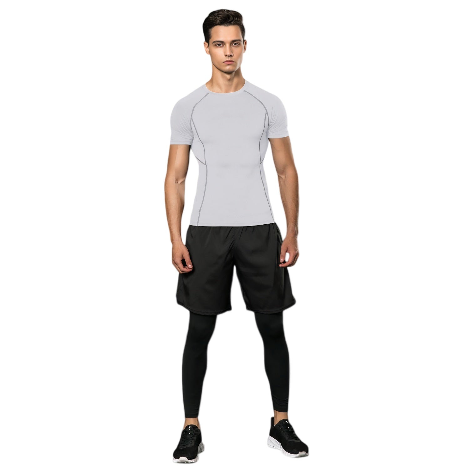 Anna-Kaci Active Men's Short Sleeve Compression Workout Shirt with Moisture-Wicking Fabric and Contrast Stitching