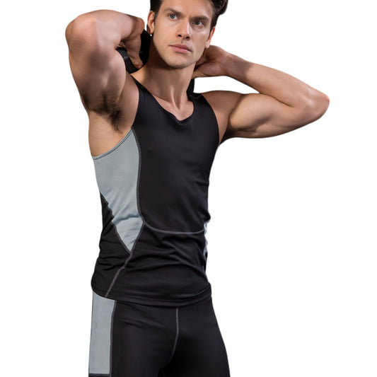 Anna-Kaci Active Men's Sleeveless Compression Tank Top with Mesh Panels and Stretch Moisture-Wicking Fabric