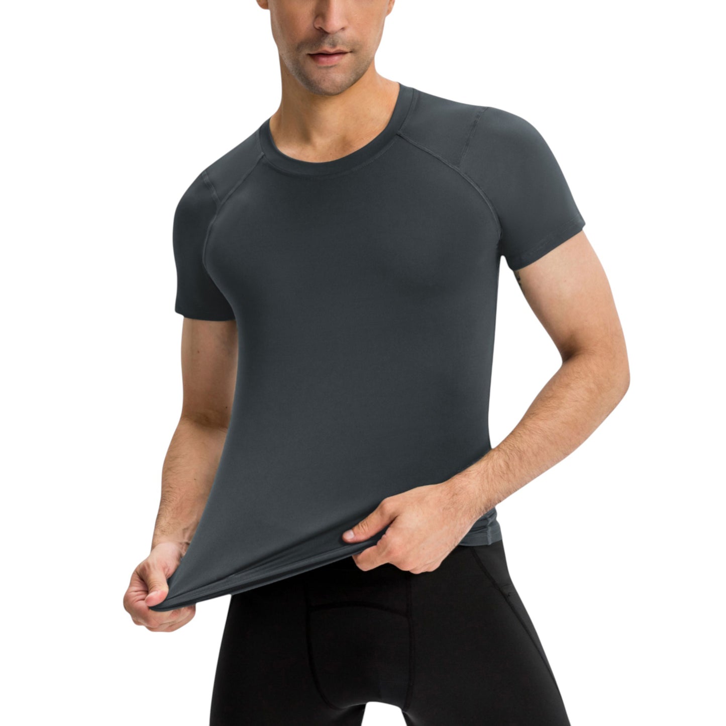 Anna-Kaci Active Men's Short Sleeve Compression Top with Moisture-Wicking Stretch Fabric for Performance and Training