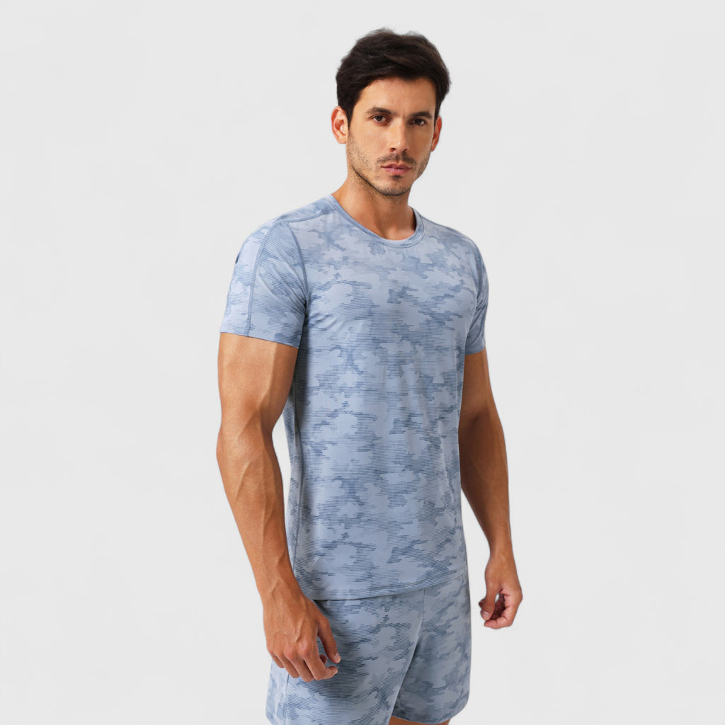 Anna-Kaci Active Men's Camo Print Short Sleeve Performance Tee with Quick-Dry Lightweight Stretch Fabric