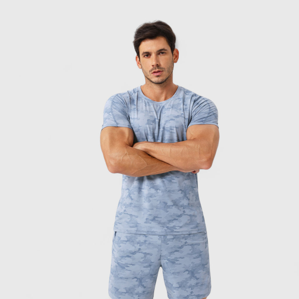 Anna-Kaci Active Men's Camo Print Short Sleeve Performance Tee with Quick-Dry Lightweight Stretch Fabric