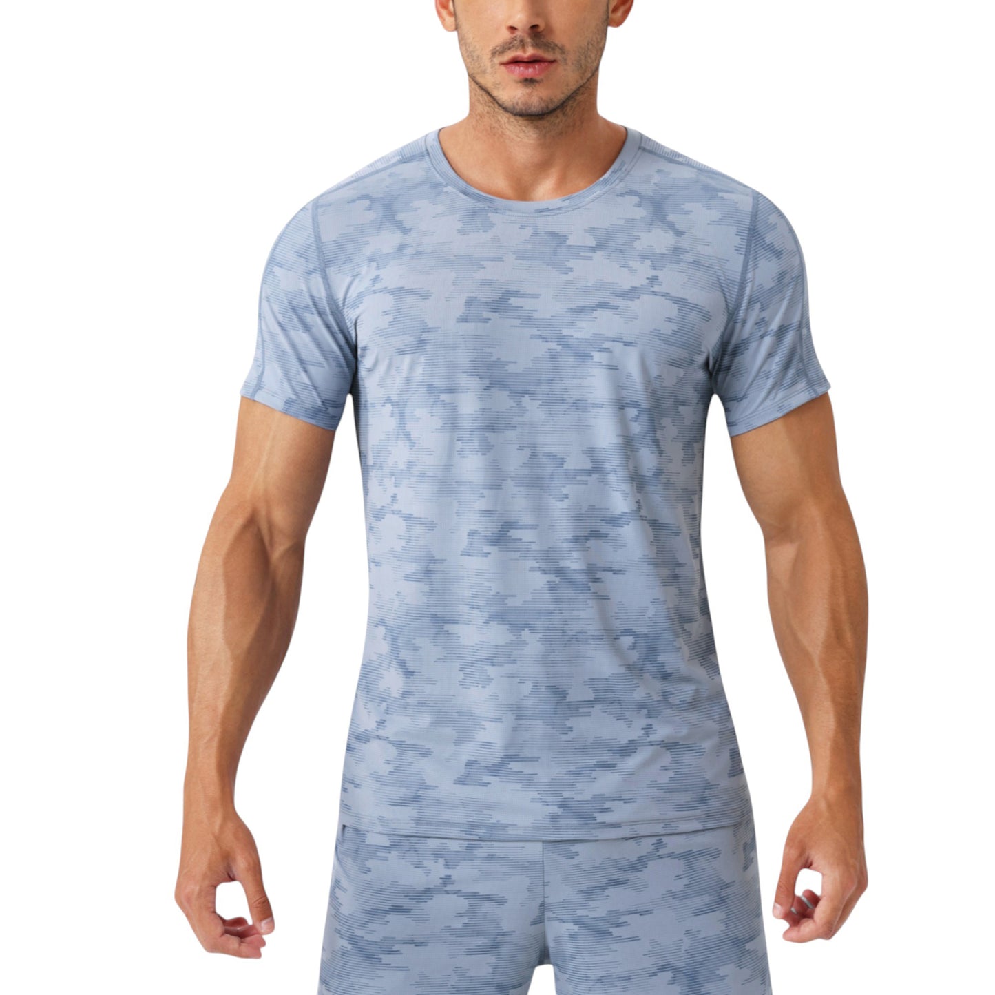 Anna-Kaci Active Men's Camo Print Short Sleeve Performance Tee with Quick-Dry Lightweight Stretch Fabric