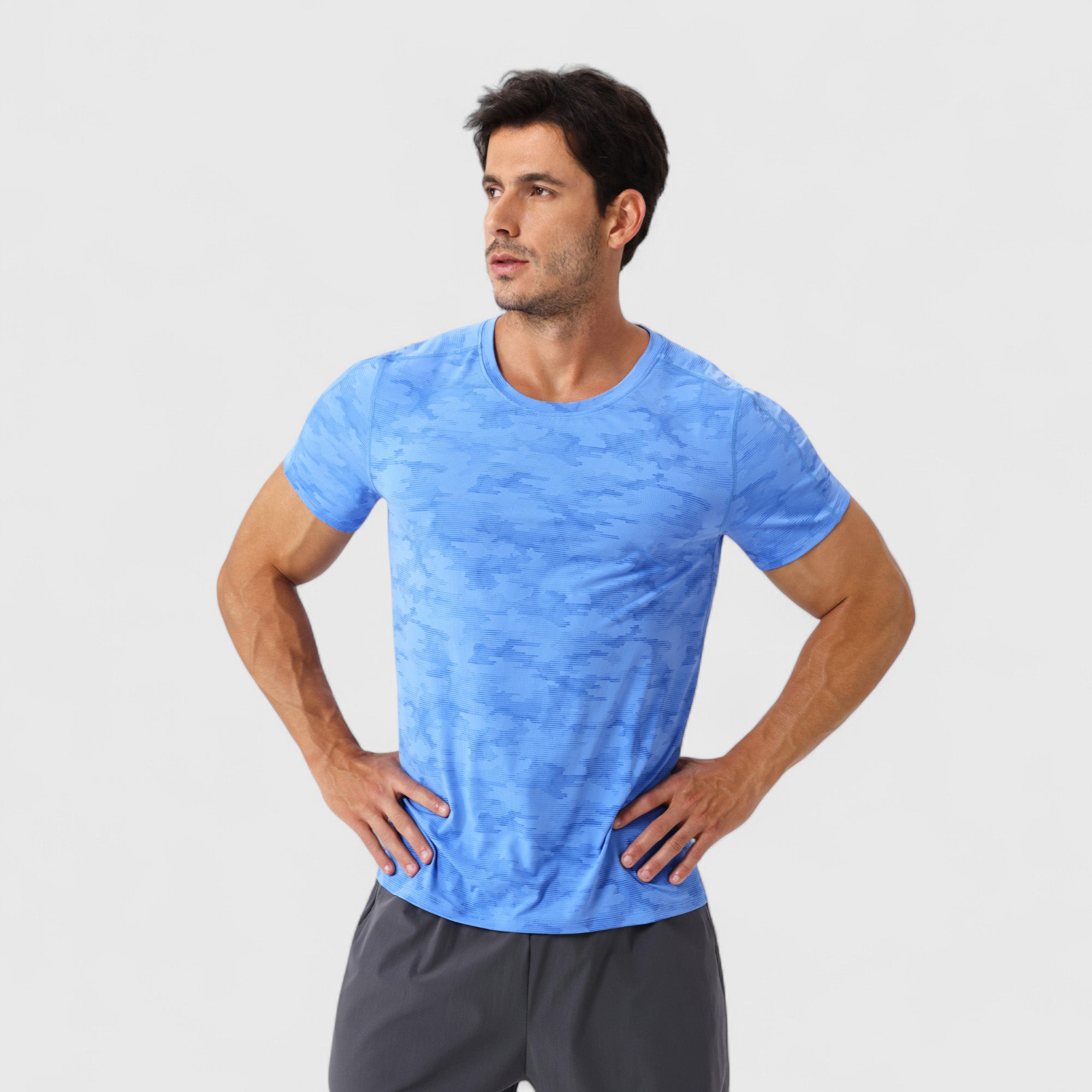 Anna-Kaci Active Men's Camo Print Short Sleeve Performance Tee with Quick-Dry Lightweight Stretch Fabric