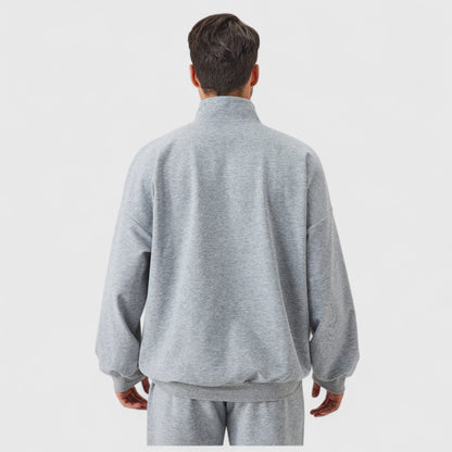 Anna-Kaci Active Men's Oversized Quarter Zip Pullover with Drop Shoulders and Ribbed Cuffs for Relaxed Casual Styling