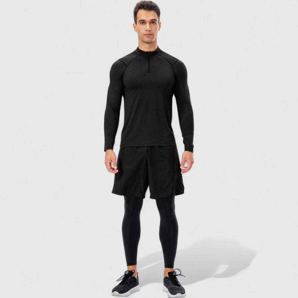 Anna-Kaci Active Men's Long Sleeve Quarter Zip Top with Athletic Fit and Raglan Sleeves for Training or Casual Wear
