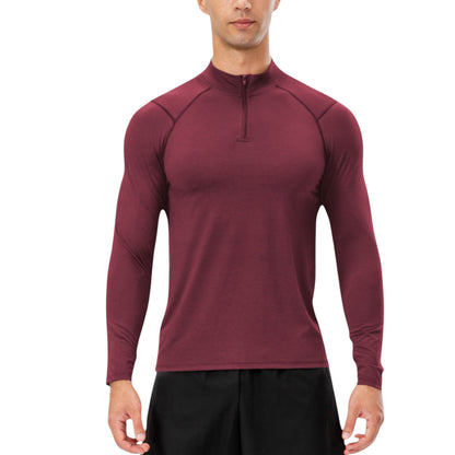 Anna-Kaci Active Men's Long Sleeve Quarter Zip Top with Athletic Fit and Raglan Sleeves for Training or Casual Wear