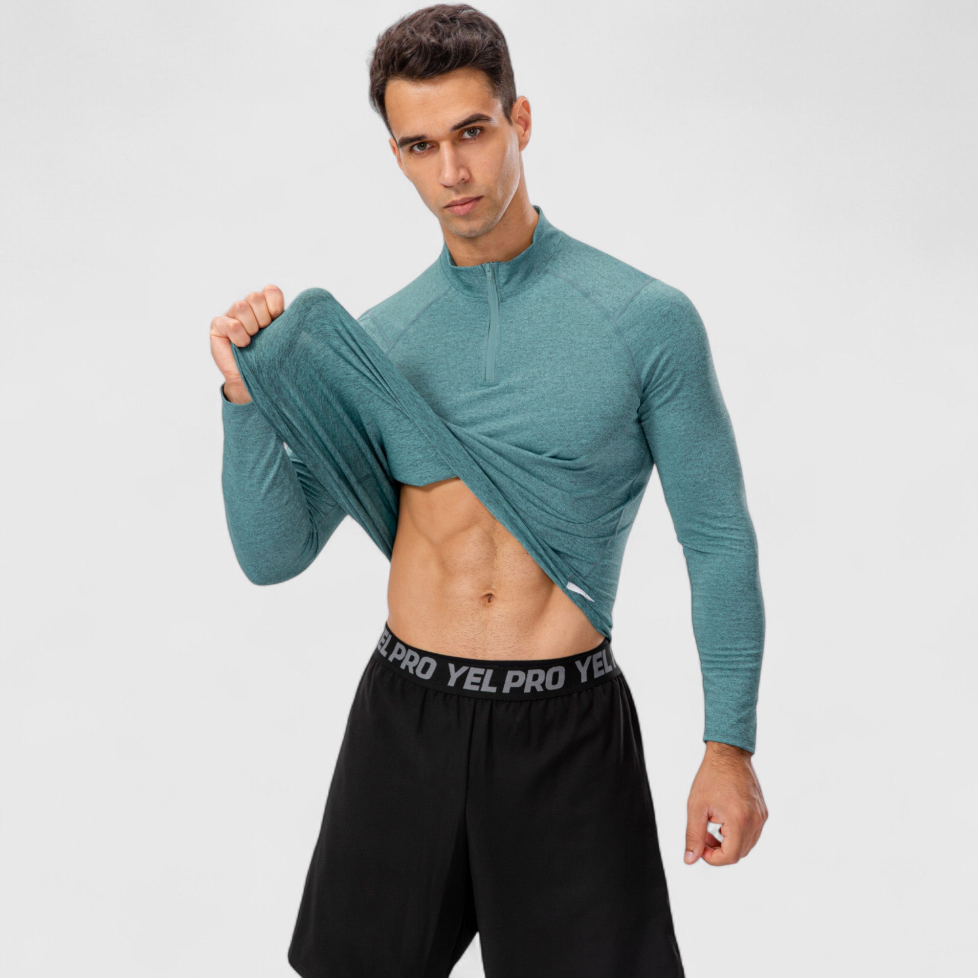 Anna-Kaci Active Men's Long Sleeve Quarter Zip Top with Athletic Fit and Raglan Sleeves for Training or Casual Wear