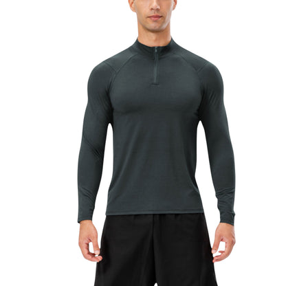 Anna-Kaci Active Men's Long Sleeve Quarter Zip Top with Athletic Fit and Raglan Sleeves for Training or Casual Wear